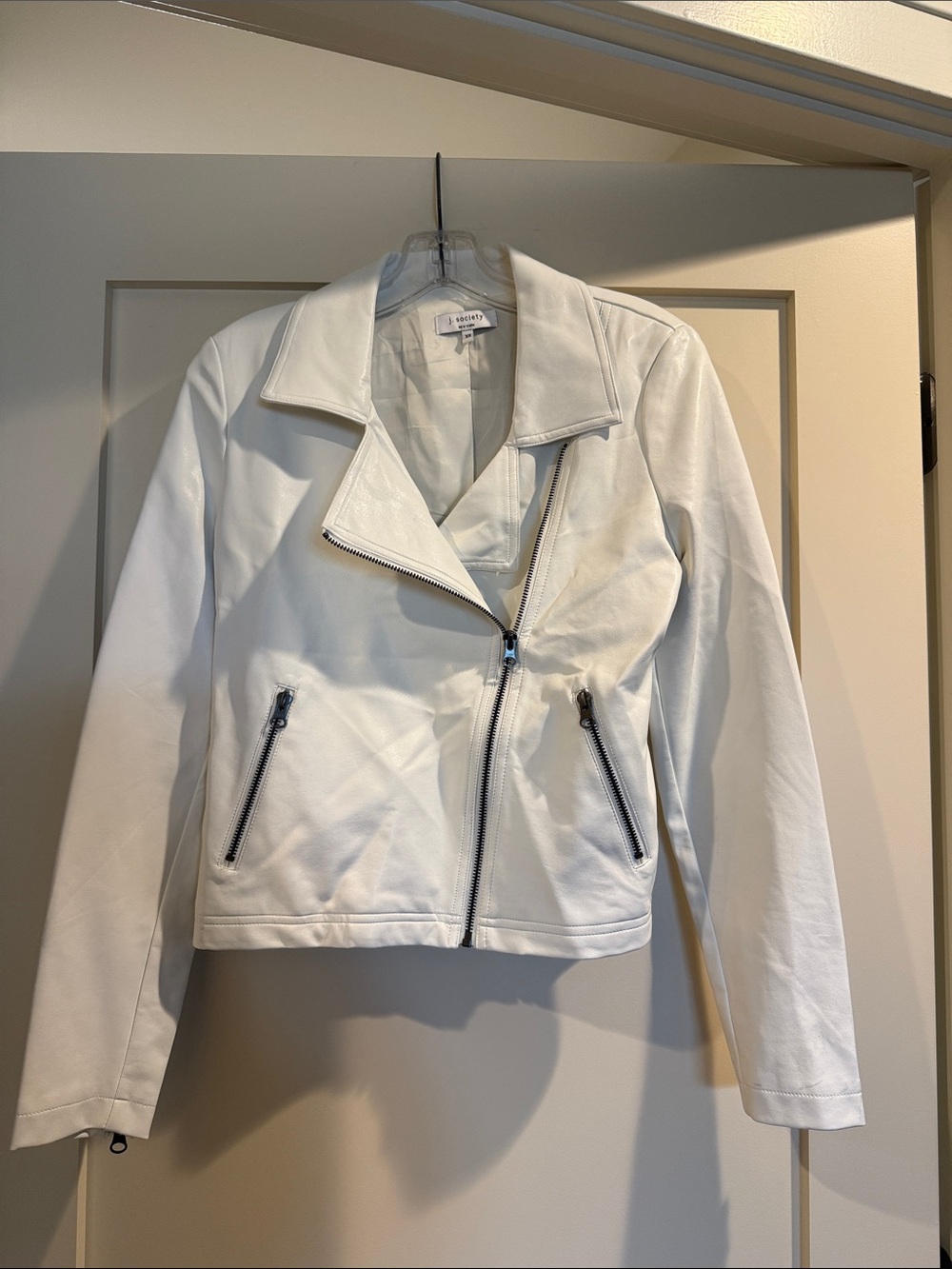 J. Society white vegan leather jacket worn once